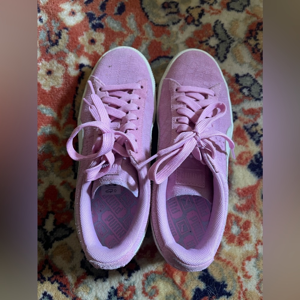 Pink leather pink sneakers